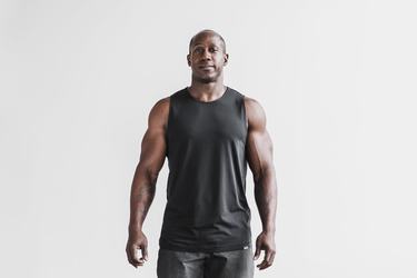 Nobull Lightweight Men's Tank Tops Black | Australia (QE0863)